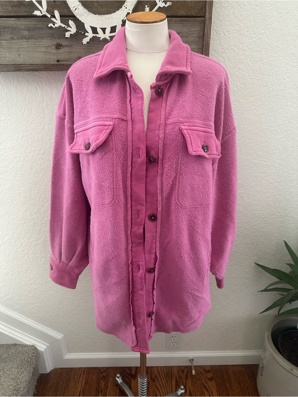 Free People Ruby Jacket Womens S Oversized Shacket Elbow Patches Boho Button